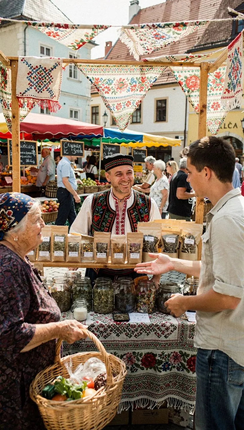 Záber na čajové lístky s prírodnými bylinkami a koreninami