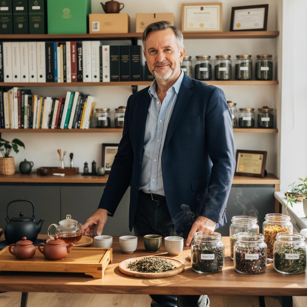 Tradičná slovenská čajová súprava s farebnými vzormi, pripravená na servírovanie.